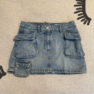Denim Mini Skirt with Pockets